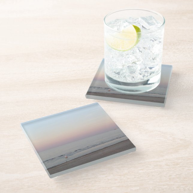 Beach Photography Sunset Decor Glass Coaster (Angled)