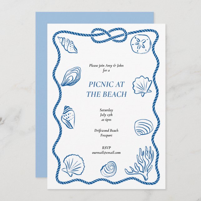 Beach Picnic Invitation (Front/Back)