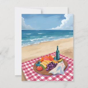 Beach Picnic   Ocean Shore Painting Thank You Card