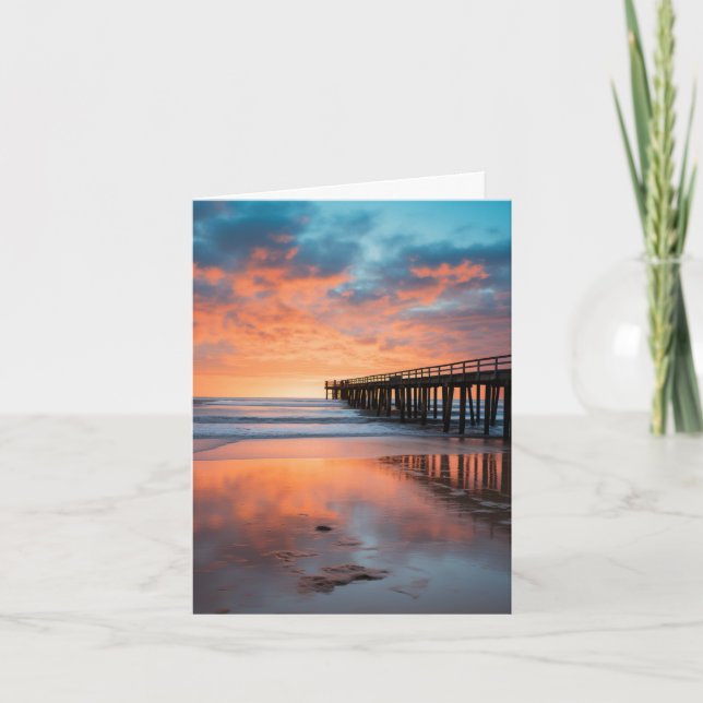 Beach Pier at Dawn. Minimalist Photography. Card (Front)