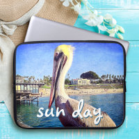 Beach Pier Pelican Bird Photo Sun Day Quote Script