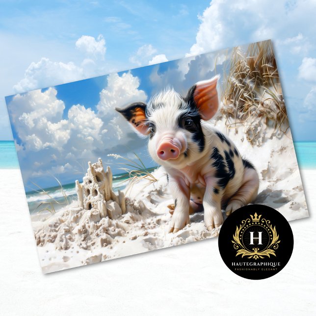 Beach Pig Sandcastle Swimming Decoupage Tissue Paper (Creator Uploaded)