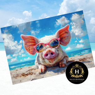 Beach Pig Sunglasses Swimming Decoupage Tissue Paper