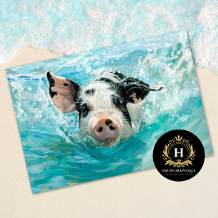 Beach Pig Swimming Decoupage Tissue Paper