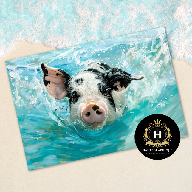 Beach Pig Swimming Decoupage Tissue Paper (Creator Uploaded)