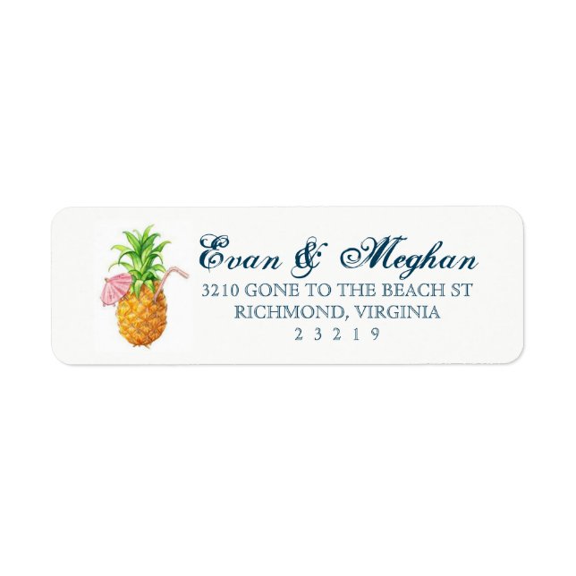 Beach Pineapple Customisable Label Return Address Label (Front)