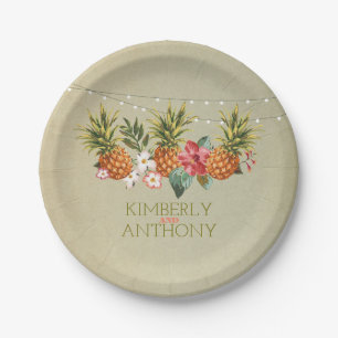 beach pineapple tropical wedding paper plate