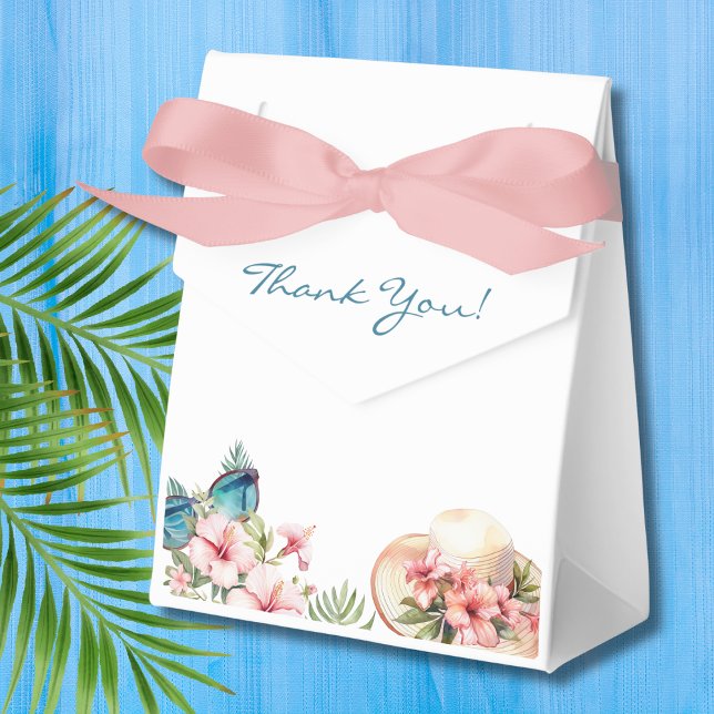 Beach Pink Floral Tropical Bridal Shower Favour Box (Creator Uploaded)