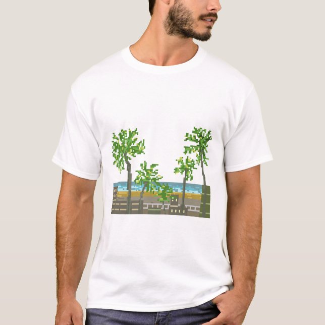 Beach Pixel Art Nature T-Shirt (Front)