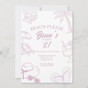 Beach Please, Adult Party, Beach Party, Swim Party Invitation