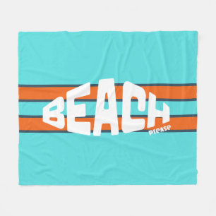 Beach Please Aqua Blue & Orange  Fleece Blanket