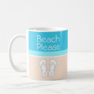 Beach Please Chic Modern Monogram Travel Humour Coffee Mug
