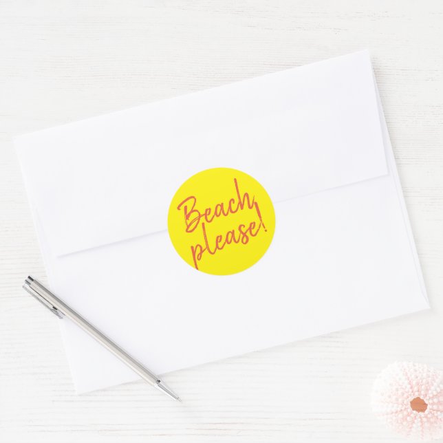 Beach please -  classic round sticker (Envelope)