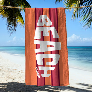 Beach Please Coral & Pink Striped Beach Towel