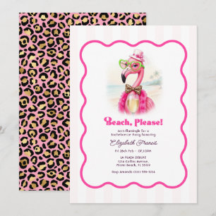 Beach Please Flamingle Flamingo Bachelorette Party Invitation