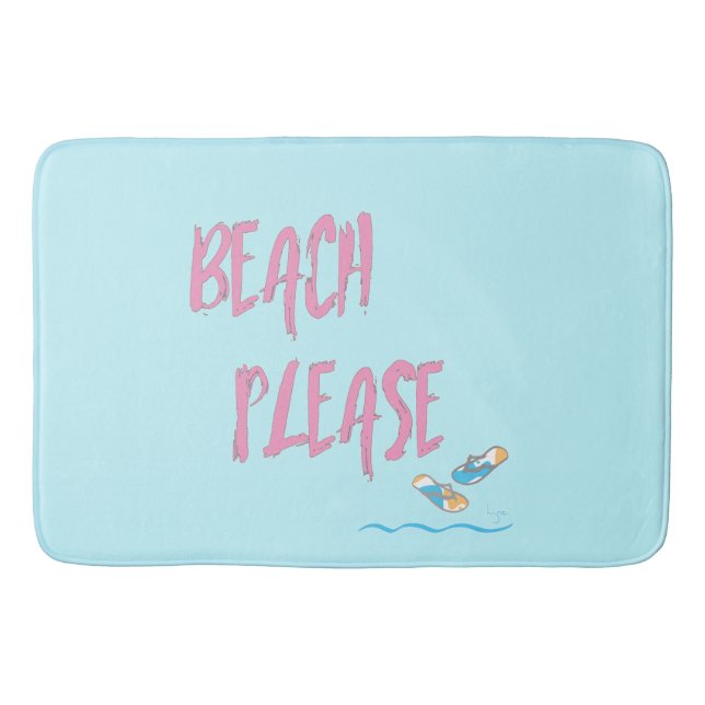 Beach Please, Flip Flops Fun Cool Modern Bath Mat (Front)