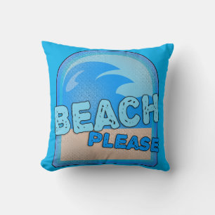 Beach Please Fun Summer Fun Waves Logo  Cushion