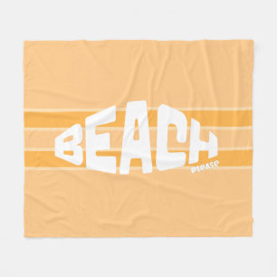 Beach Please Girly Peachy Pink Striped Fleece Blanket