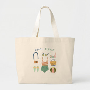 "Beach, Please" Large Tote Bag, Beach Bag