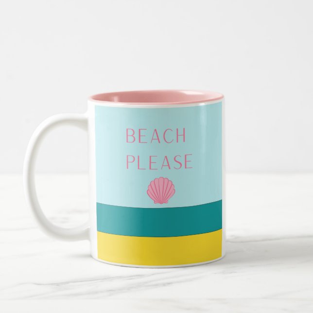 Beach Please Minimalist Two-Tone Coffee Mug (Left)