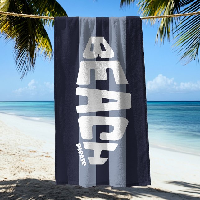 Beach Please Navy Blue and White Beach Towel (Creator Uploaded)