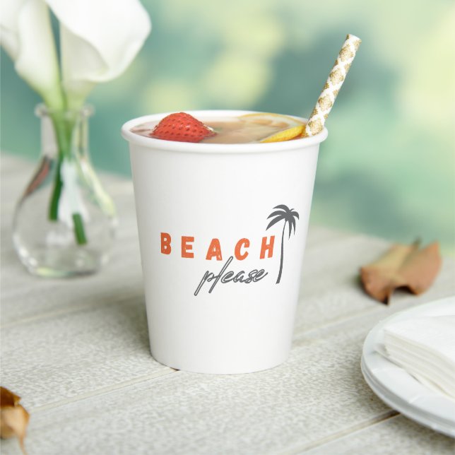 beach please. palm tree. Paper Cups Party Supplies (Insitu)