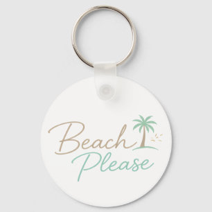 Beach Please Pastel Script Typography Key Ring