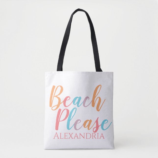 Beach Please Personalised Name Beach Tote Bag (Front)