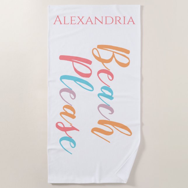 Beach Please Personalised Towel (Front)