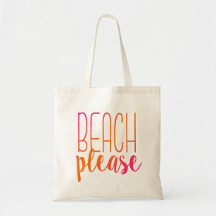Beach Please   Pink and Orange Tote Bag