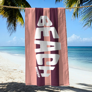 Beach Please Pink & Purple Striped Beach Towel