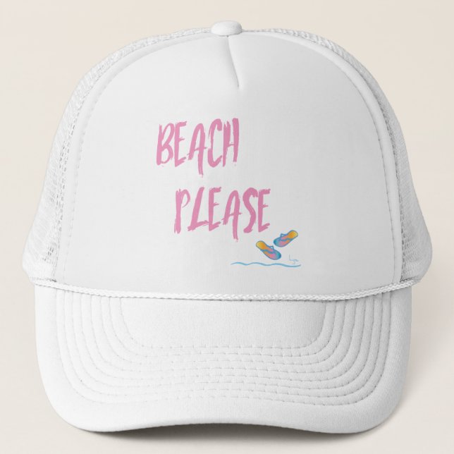 Beach Please Summer Vacation Cool Trucker Hat (Front)