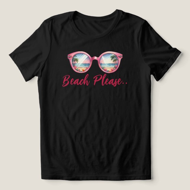 Beach Please Tri-Blend Shirt (Design Front)