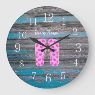"Beach Please!" Wall Clock with White Numbers