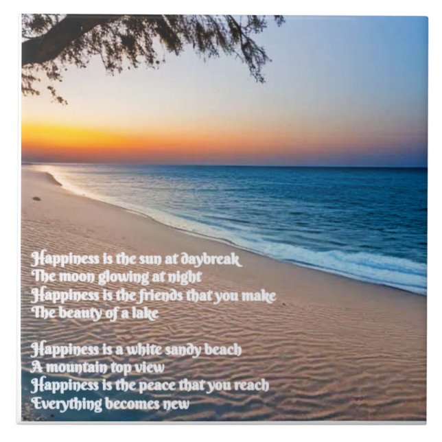 Beach Poem Ceramic Tile (Front)