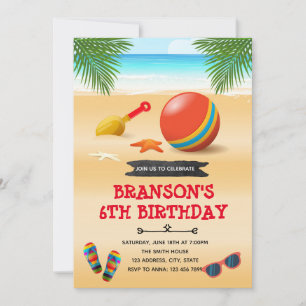Beach pool birthday party invitation card