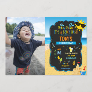 Beach Pool Birthday Party Photo Invitation