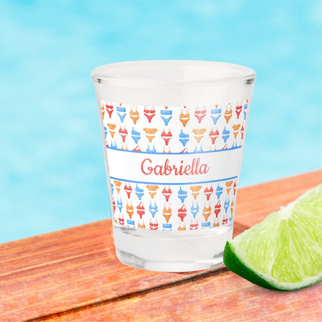Beach Pool Party Personalised Name Bachelorette Shot Glass (Creator Uploaded)