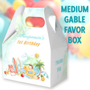 Beach Pool Party Summer 1st Birthday Boy Medium Favour Box