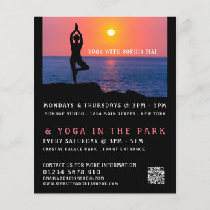 Beach Portrait, Yoga Class Advertising Flyer