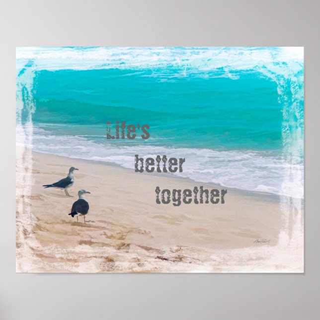 beach poster with quote original art (Front)