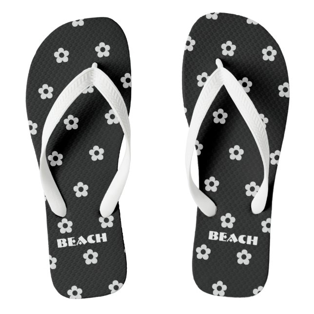 Beach Printed Black Colour Background Wide straps Thongs (Footbed)