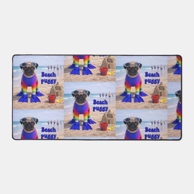 Beach Puggy Desk Mat (Front)