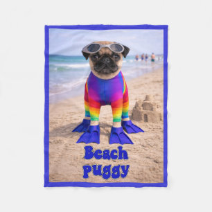 Beach Puggy Fleece Blanket