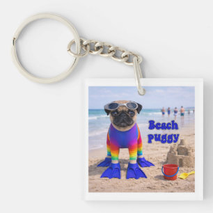 Beach Puggy Key Ring