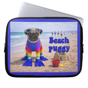 Beach Puggy Laptop Sleeve
