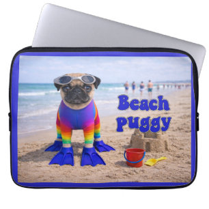 Beach Puggy Laptop Sleeve