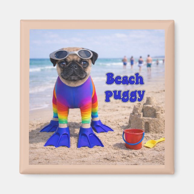 Beach Puggy Magnet (Front)