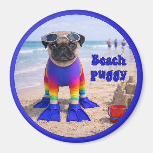 Beach Puggy Magnet