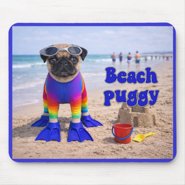 Beach Puggy Mouse Pad (Front)